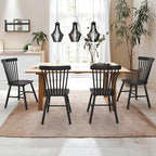 LUE BONA Windsor Dining Chair Set of 4, Spindle Back Wooden Chairs for Kitchen and Dining Room, Restaurant, Cafe, Hotel, Black