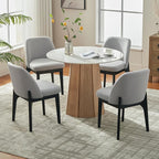 VKNOW Wooden Dining Chairs Set of 4, Upholstered Dining Room Chairs with Rubberwood Legs and Padded Seats, Kitchen Chairs for Restaurant Kitchen Living Room, Grey