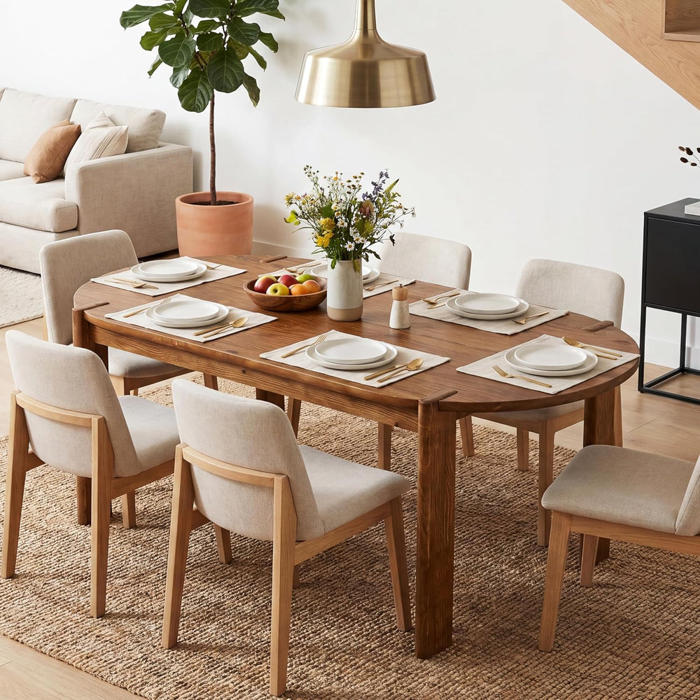 Tribesigns 63-Inch Solid Wood Oval Dining Table, Farmhouse Dinner Table with ...