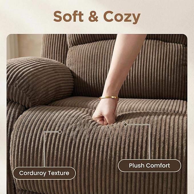 Manual Recliner Sectional Sofa Set, L-Shaped Living Room Furniture Sets, Reclining Sectional Corner Couch and 2 Reclining Chairs Set for Home Office (Peanut, Sectional + 2 Chairs)