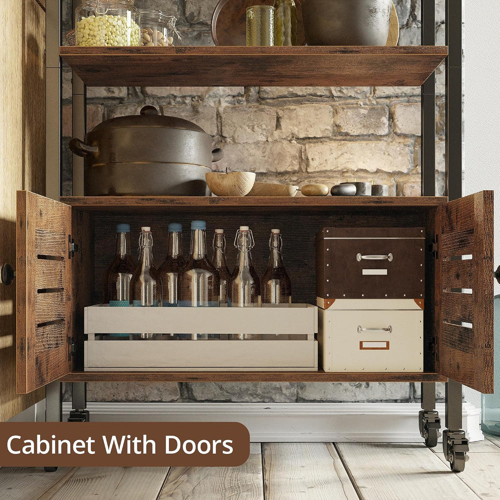 IRONCK Bookcase with Doors and Open Shelves for Home Office and Living Room