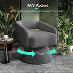 LINSY Swivel Barrel Chair, 360 Modern Swivel Accent Chair Boucle Swivel Chair Round Gray Corduroy Chairs with Arms, Small Barrel Chair for Small Spaces Bedroom Living Room