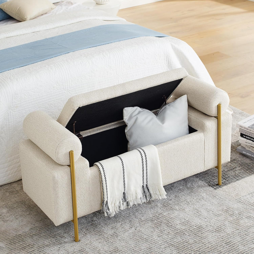 Storage Ottoman for Bedroom 44" with Safety Hinge, Upholstered Entryway ...