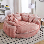81.1in Extra Wide Round Boneless Sofa, Oversized Round Chaise Lounge Comfy, Upholstered Cloud Chenille Sleeper Lounge Chair with 14 Pillows for Living Room