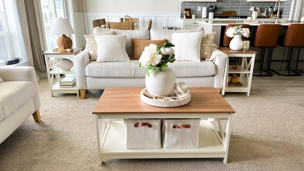 PHI VILLA End Table and Coffee Table Set for Living Room, Console Table