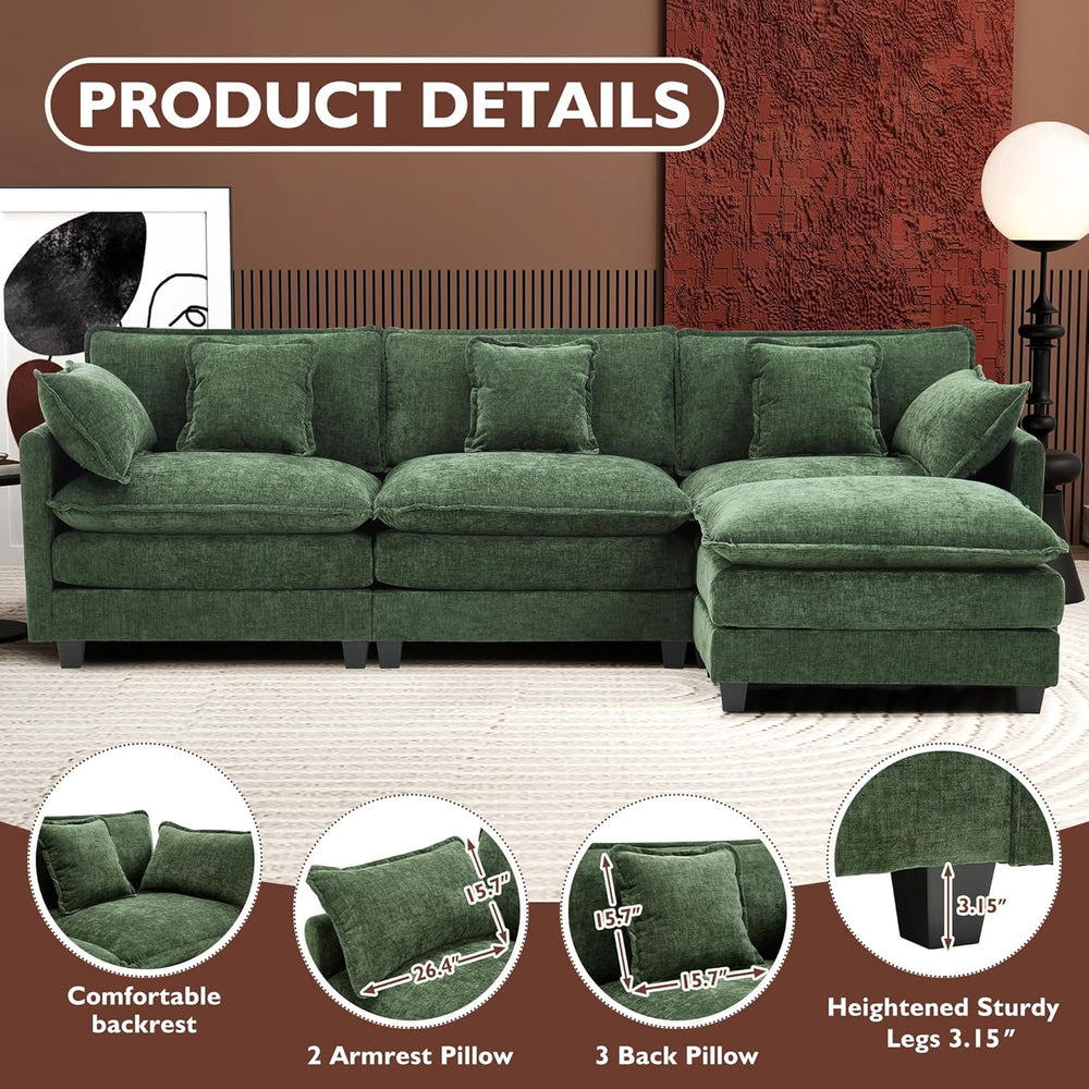 Ihanherry 111.4" L Shaped Modern Sofa Modular Sectional Cloud Couch with...
