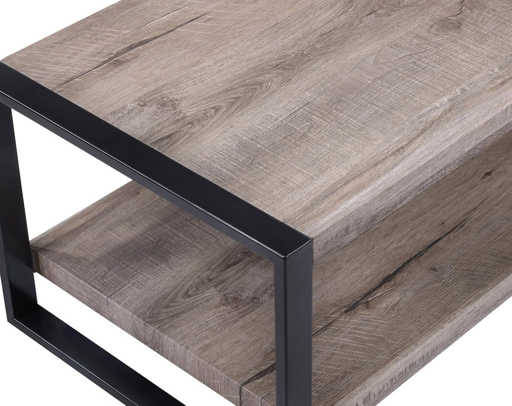 Brown/Gray Finish End Table, Small Side Table for Couch, Bedside Table for Sm...
