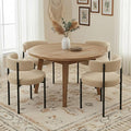 Boucle Dining Chairs Set of 4, Beige Dining Chairs with Upholstered Seat and Round Back, Mid-Century Modern Kitchen Chairs for Dining Room, Restaurant