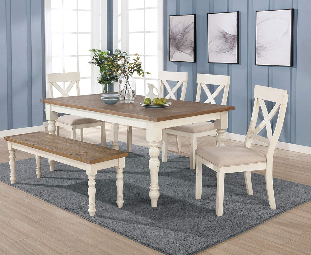Roundhill Furniture Prato 6-Piece Dining Set, Dining Table with 4 Cross Back ...