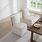 Upholstered Dining Chairs with Casters, Modern Dining Room Chairs Set of 4 with Hidden Storage & 4 Wheels, Single Sofa Chair for Kitchen, Reading Room, Waiting Room, Linen (2 Box)