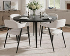 HNY Modern Dining Room Arm Chairs Set of 2, Mid-Century White Faux Sherpa Boucle Upholstered Barrel Dining Chairs with Arms, Black Metal Legs, Open-Back Kitchen Side Chair for Living Room