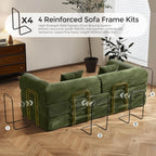 79" Convertible Sofa Bed with Fixed-Shape Frame & Removable Armrests, Modular Corduroy Sleeper Sofa, Folding Mattress Couch for Small Spaces - No Assembly Needed in Green (Includes 2 Pillows)