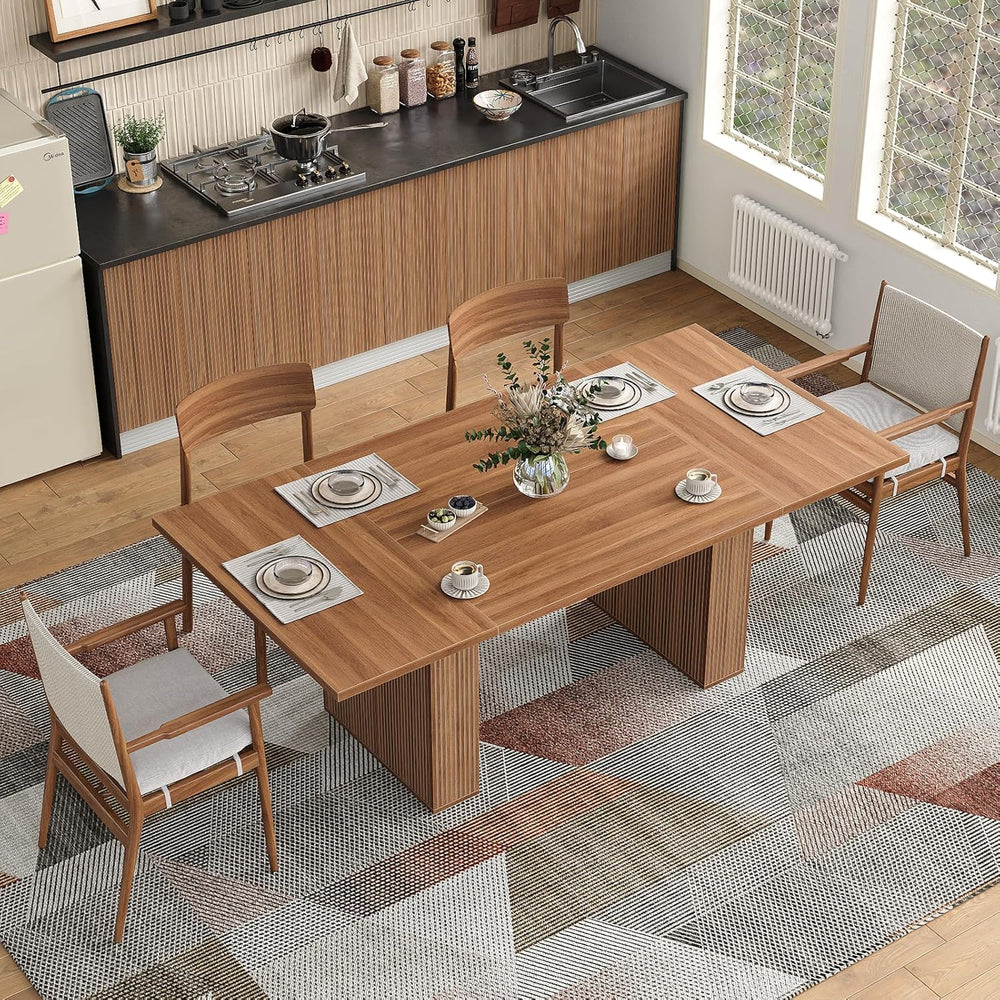 Yanosaku 78.7'' Dining Table for 4 6 8 10, Rectangular Kitchen Table ...