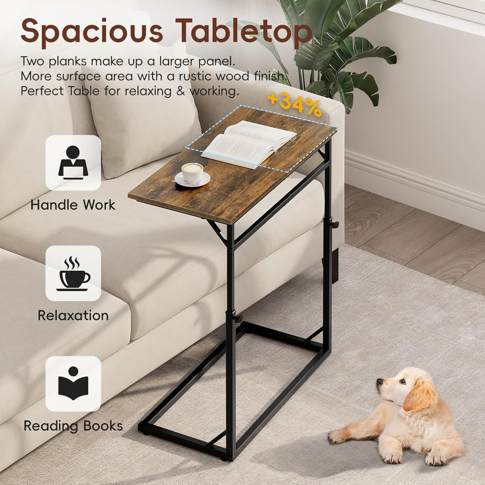 Vagusicc C Shaped End Table, Tall Side Table for Couch, C-Table End Table Adj...