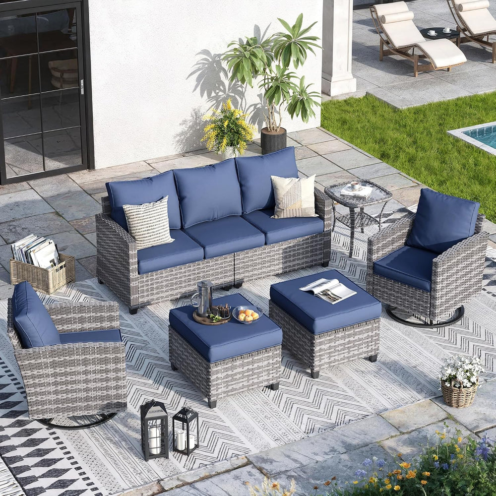 Patio Furniture Set, 6 Pcs Patio Outdoor Sectional, Wicker Outdoor Couch with...