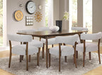 Modern Dining Chairs Set of 8, Walnut Upholstered Kitchen & Dining Room Chairs, Mid Century Modern Wooden Dining Chairs Oversized Sturdy Rounded Chairs Curved Back, Beige Fabric