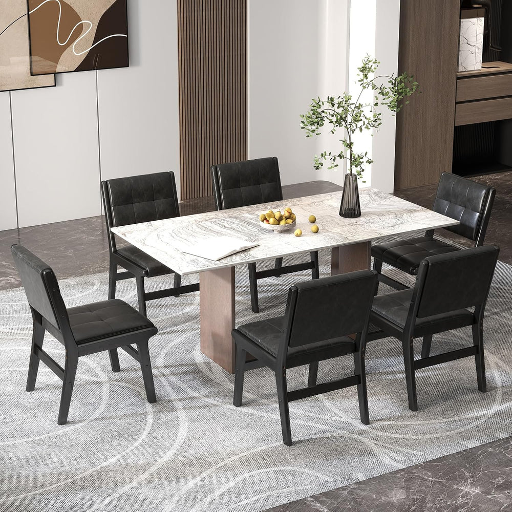 civama Faux Leather Dining Chairs Set of 6, Dining Room Armless Kitchen Chair...