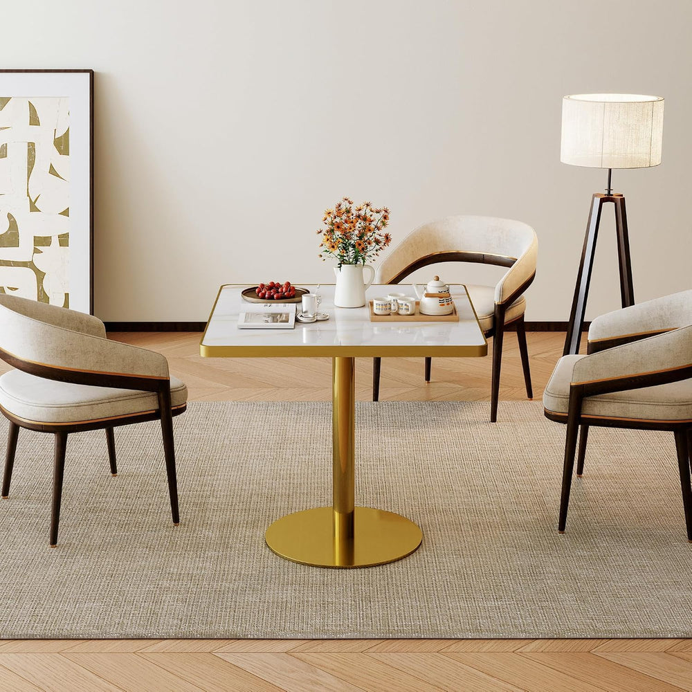 SSLine Marble Square Dining Table,31.5" Tulip Table Bistro Table for 2-4...
