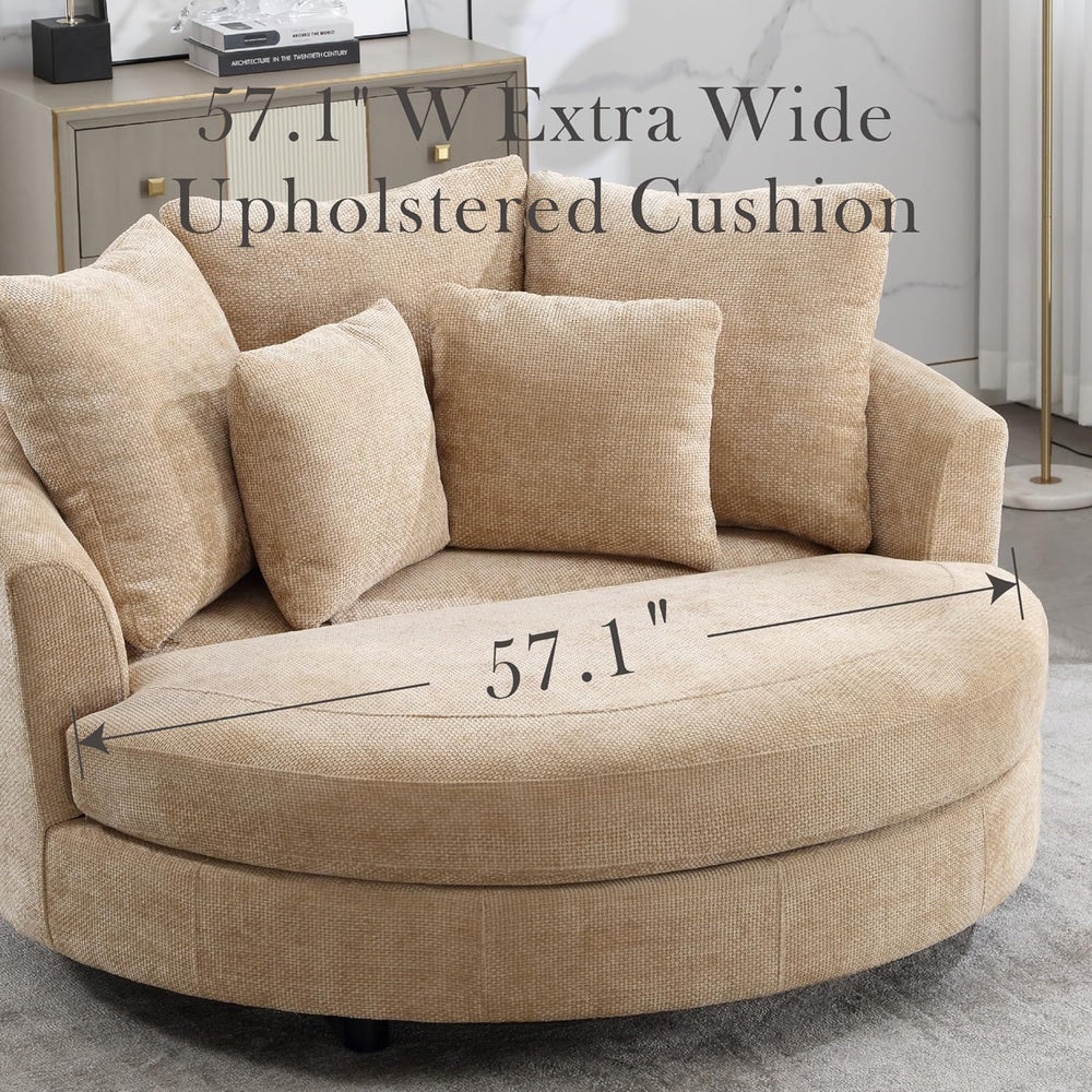 Aoiy & Wifon 59.8" W Oversized Barrel Chairs, Round Accent Chair wit...
