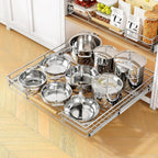 Pull out Cabinet Organizer, 21"W X 21"D, Heavy Duty Smooth Sliding Under Cabinet Shelves for Pots and Pans, Full-Extension Roll out Drawers, Slide out Organization for Home Kitchen Pantry