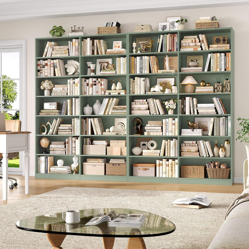FACBOTALL 83.7" Tall Bookshelf and Bookcase,7-Tier Double Bookshelves Green