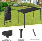 coucheta 5-Piece Rectangle Folding Table and Chairs Set, Foldable Portable Card Table and Chairs, Scratch & Stain Resistant Tabletop, for Dining Room, Living Room, Office, Camping, Gatherings, Black