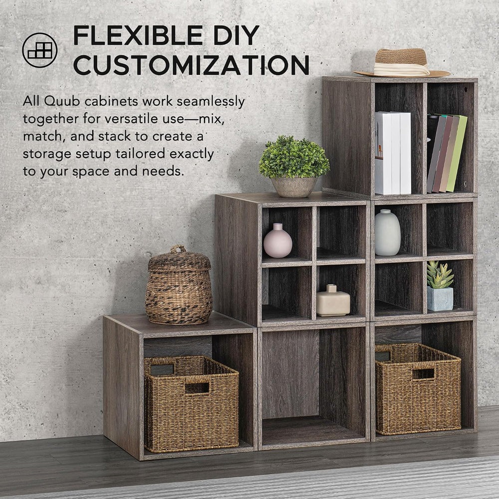 Sunjoy Quub Quarter Saving Stackable MDF Wood Cabinet for Living Room, Bedroo...