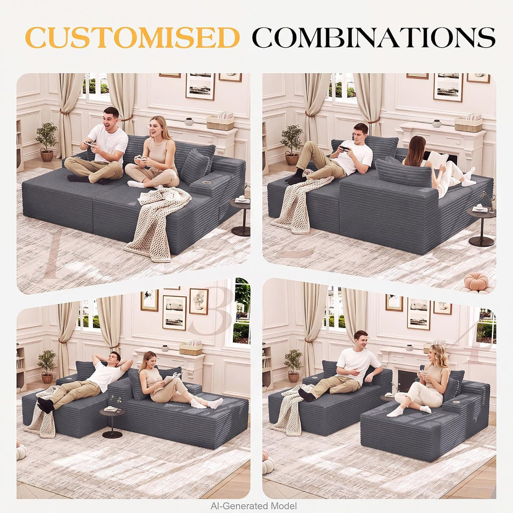85'' Loveseat Chaise Lounge Chair, Oversized Double Couch | Deep Seat...