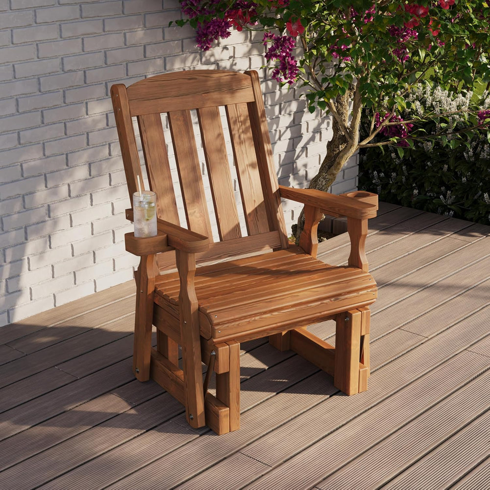 Amish Casual Heavy Duty 600 Lb Mission High Back Treated Glider Chair with Cu...