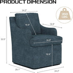 VKNOW Upholstered Dining Chairs, Modern Kitchen Chairs Dinner Chairs with 4 Casters, Chenille Armchair for Bedroom Reading Room Living Room, Blue