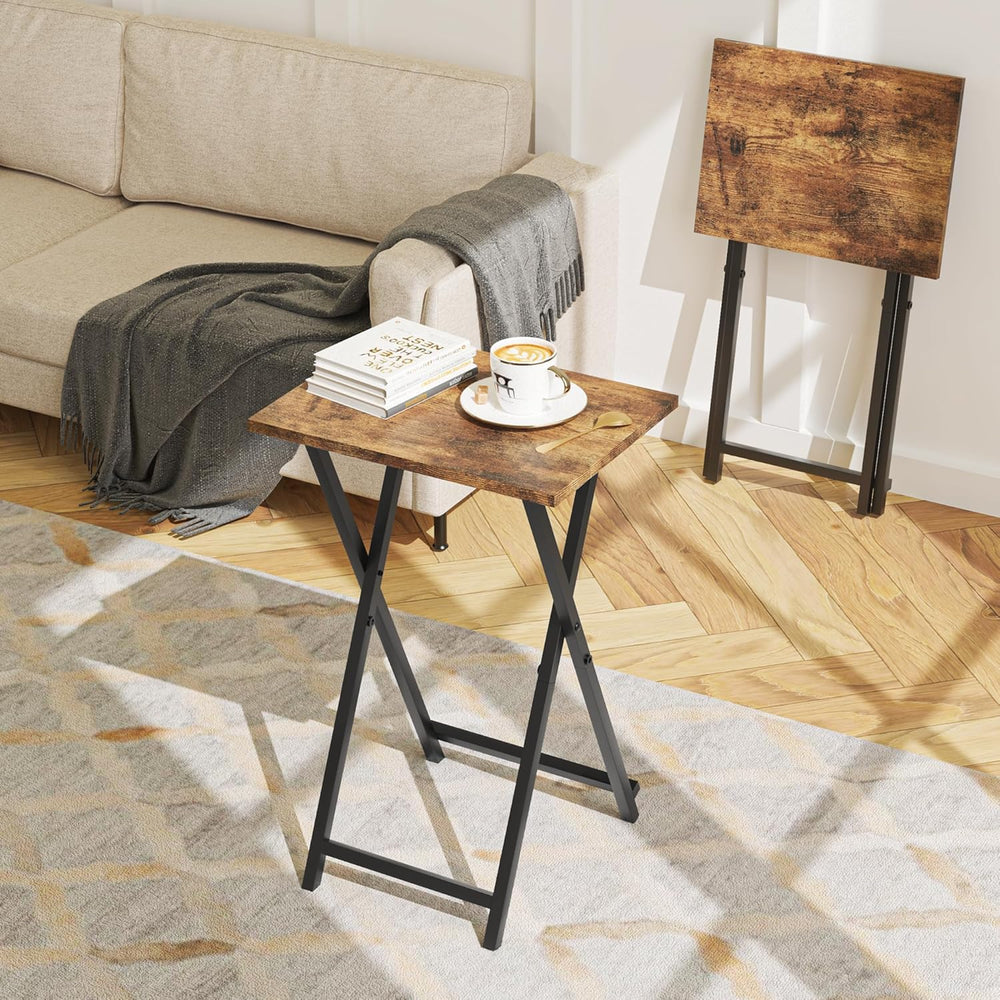 Acovy Foldable TV Trays, Small Folding Table, TV Trays Set of 2, TV Dinner Tr...