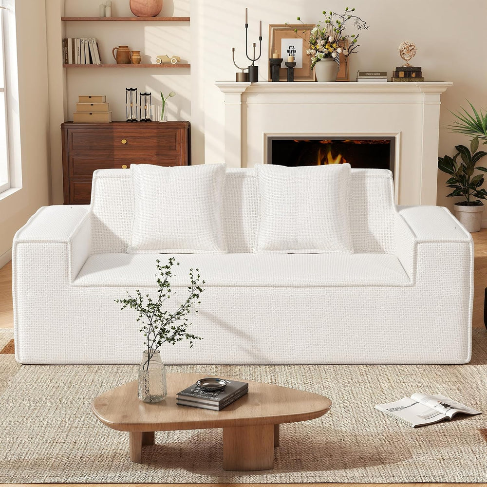 77'' Modern Small Cloud Loveseat Sofa, Love Seat Couch, Beige | Luxan...