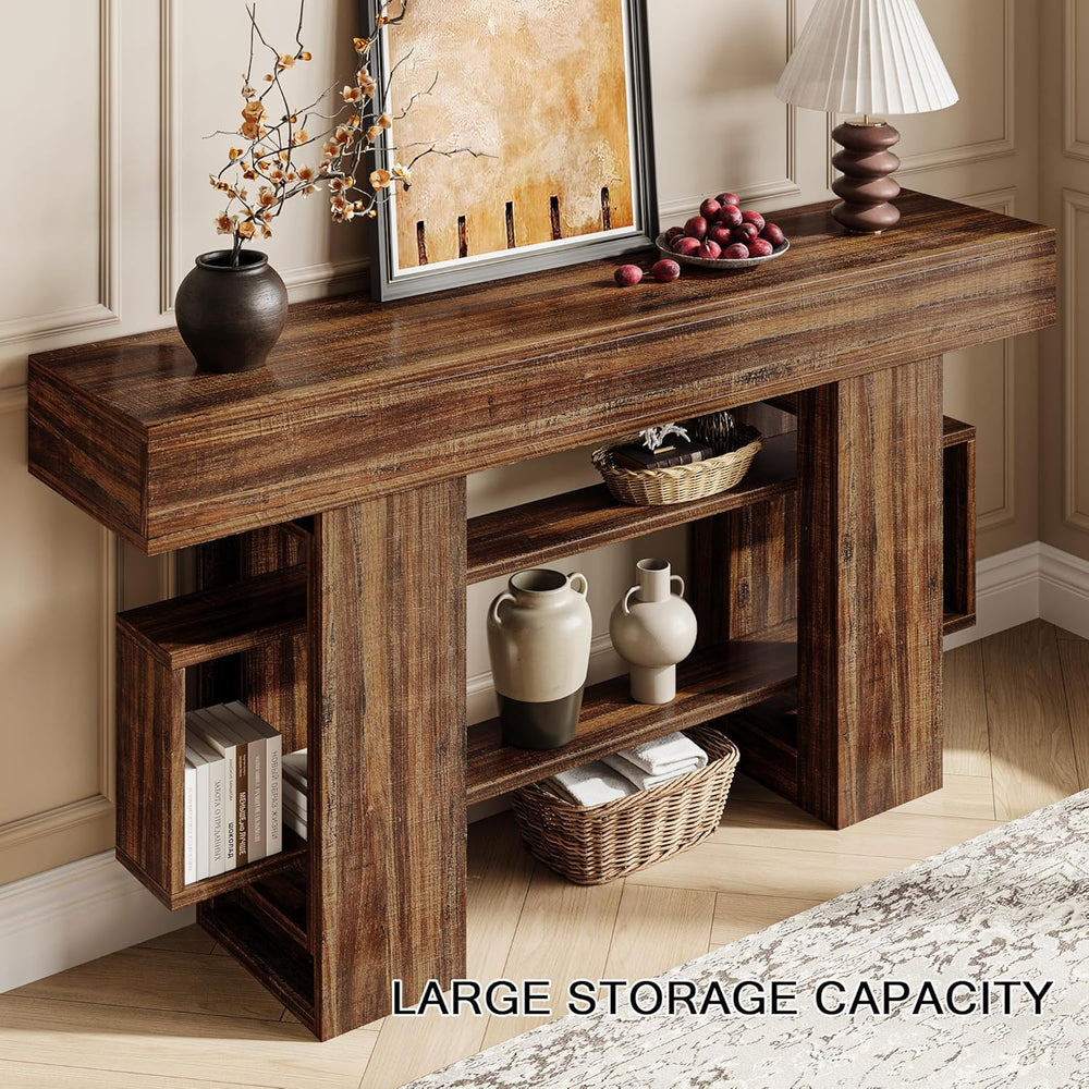 Einhomn 63 Inches Entryway Table, Wooden Console Table with Storage, Narrow S...