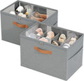 Shoe Organizer for Closet, 2 Pack Foldable Shoe Storage Organizer with Adjustable Dividers, Shoe Storage Box with Clear Cover, Fits up to 16 Pairs, Gray