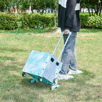 Utility Cart Foldable Shopping Cart Book Storage Cart, with Stair Climbing Wheels and Telescopic Handle, Ideal for Outdoor Home Use and Teacher/Student Book Storage. (Green, Small)