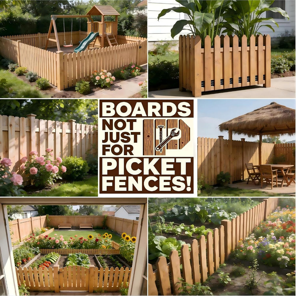 JAXPETY 6ft Dog-Ear Fence Picket 5.9 x 0.5in Fir Wood Fence Boards 15-Pack