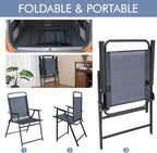 Yaheetech Outdoor Patio Chairs Set of 2, Folding Patio Chairs with Metal Frame, Armrests, Portable Dining Chairs for Camping, Lawn, Garden and Porch, Navy Blue