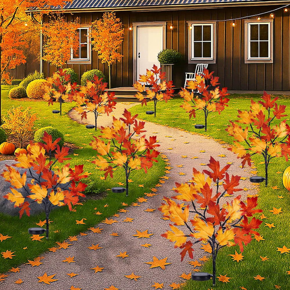 Fall Solar Pathway Lights Outdoor, Maple Leaf Stake Lights, 4PACK