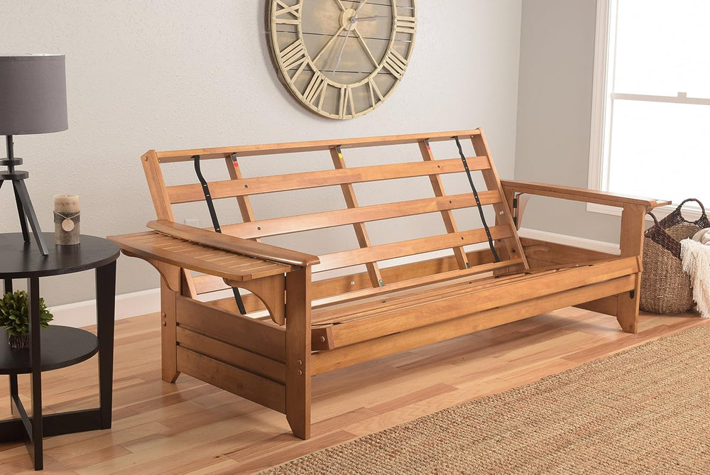 Kodiak Furniture Phoenix Full Size Futon In Butternut Finish, Linen Stone
