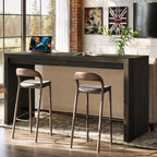 Tribesigns Kitchen Island, 63-Inch Modern Stationary Island Bar Table with Metal Footrest, Rectangular Home Bar Unit for Kitchen, Dining Room, Living Room, Pub, Bistro, Black