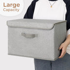 GRANNY SAYS Closet Storage Bins, Storage Boxes with Lids, Clothes Organizing Bins, Lidded Baskets for Toys, Clothing, Gray, Extra Large, 2-Pack