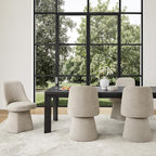 Swivel Dining Chairs Set of 4, Upholstered Mid Century Modern Deskchair with High Back, Linen Fabric Kitchen Chairs for Dining Room, Bedroom, Dressing Room, Khaki