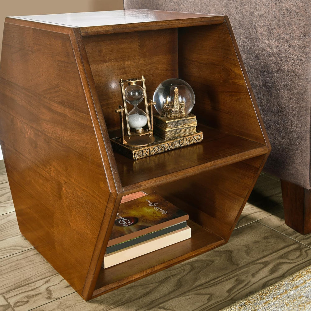 PADMA HOUSE Solid Wood Small End Table, Fully Assembled Hexagon Sofa Side Tab...