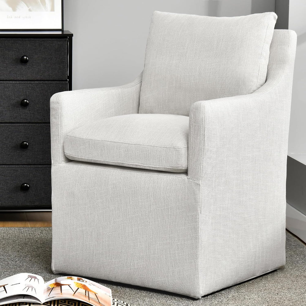 DUHOME Upholstered Dining Chair,Linen Accent Chair for Living Room,Single Sof...
