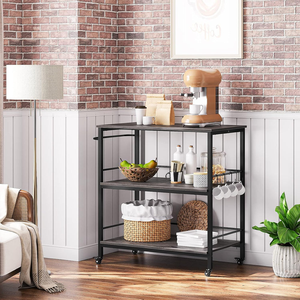 HOOBRO Kitchen Island with Storage,Industrial Kitchen Island on Wheels and Si...