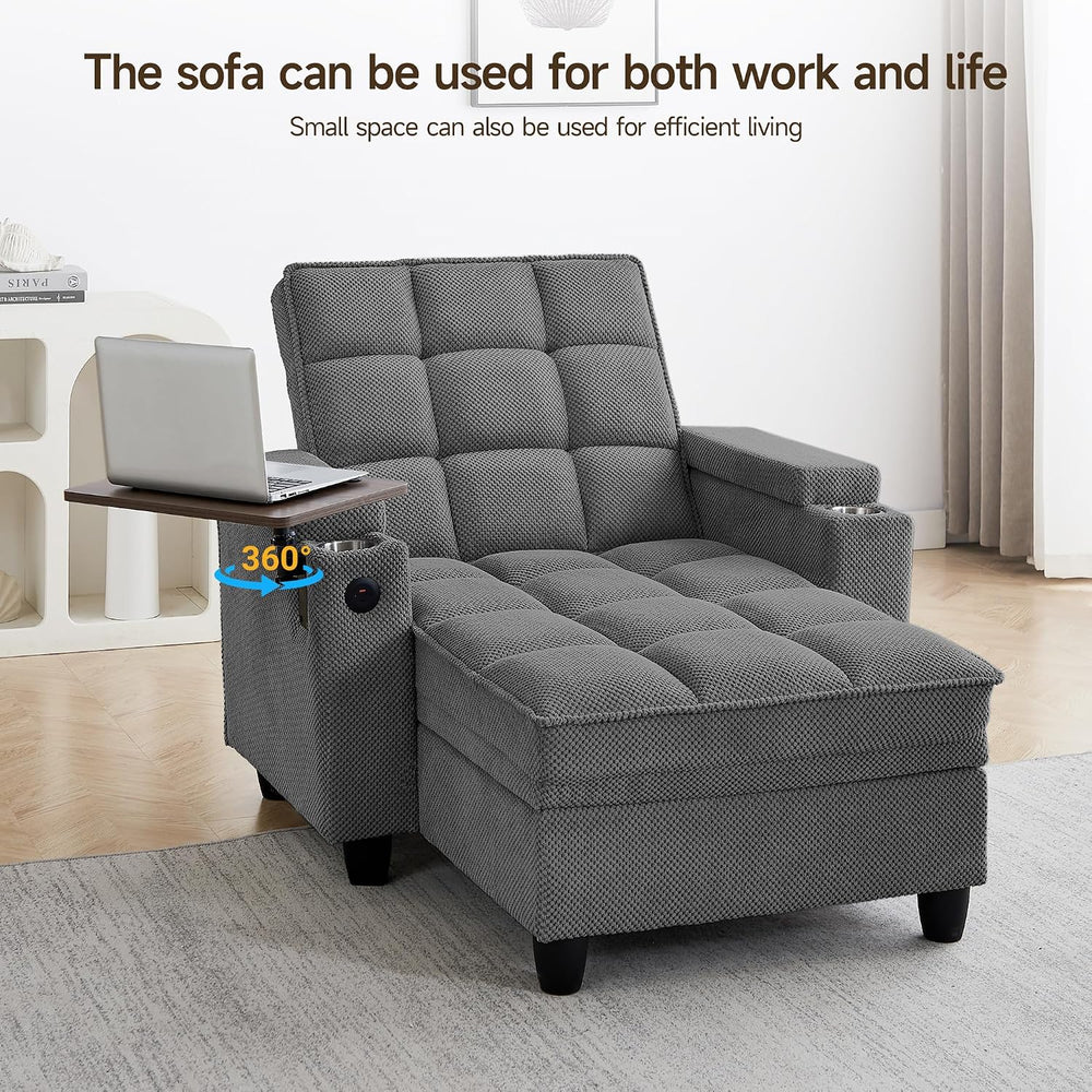 41.7" Oversized Chaise Lounge Chair Indoor, 3-in-1 Convertible Sleeper L...