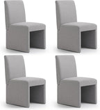 Grey Upholstered Dining Chairs Set of 4, Kitchen & Dining Room Chairs, Mid Century Modern Chairs, Linen Dining Chairs with Wooden Frame, Fabric