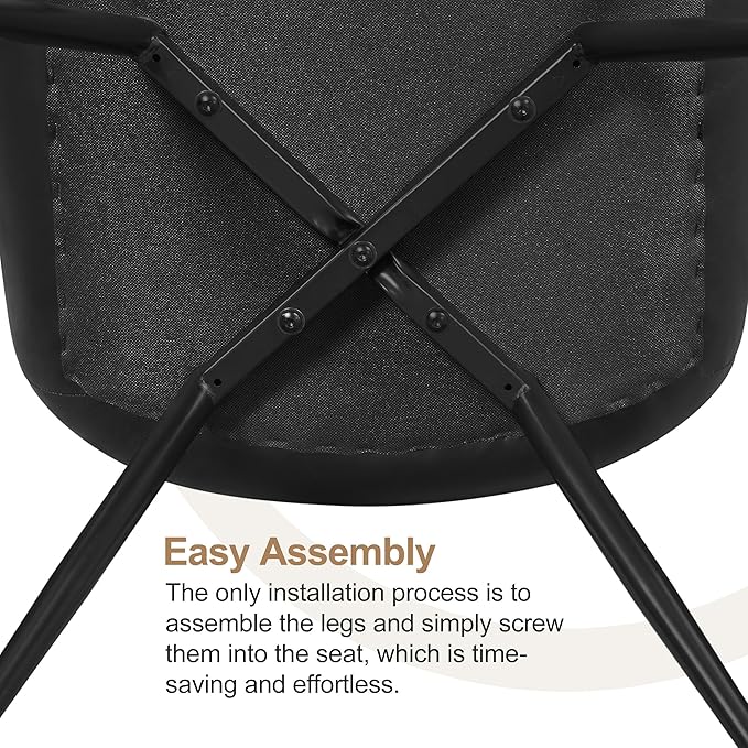 Yaheetech Dining Chairs Set of 4 Modern Upholstered Dining Room Chairs with Faux Leather Seat and Metal Legs for Home, Kitchen, Armless Design, Black