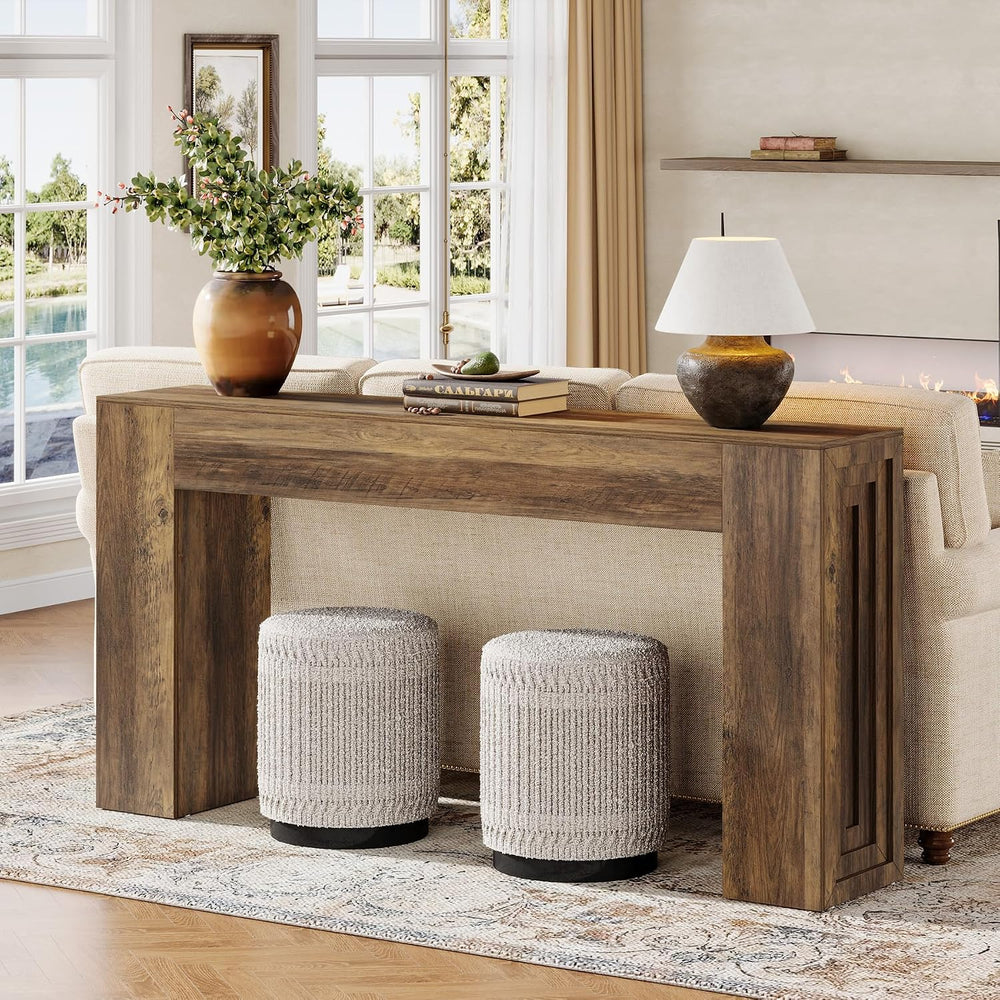 Tribesigns 63-Inch Farmhouse Console Table, Narrow Sofa Table Behind the Couc...