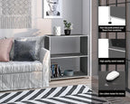 32-Inch 2-Tier Metal Bookcase, Open Shelf Storage Organizer for Living Room, Bedroom, Side Table or Nightstand Use, Modern DIY Assembly, Grey